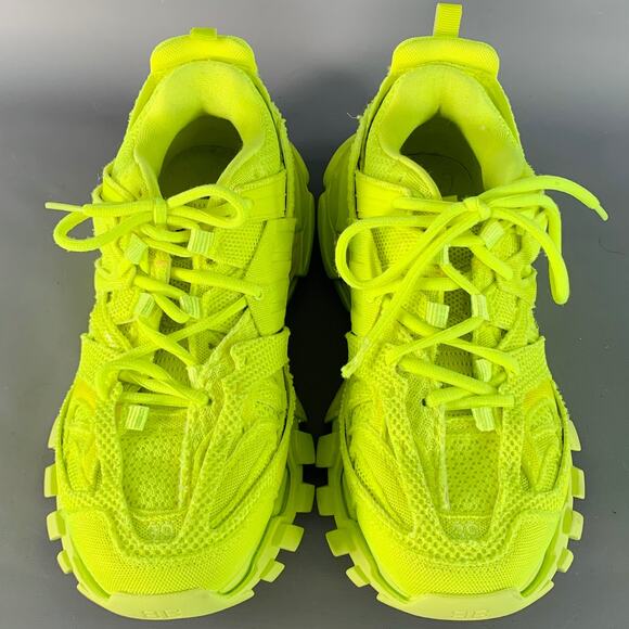 BALENCIAGA Size 6 Track 3 Green Neon Nylon Chunky Sneakers - Picture 4 of 9